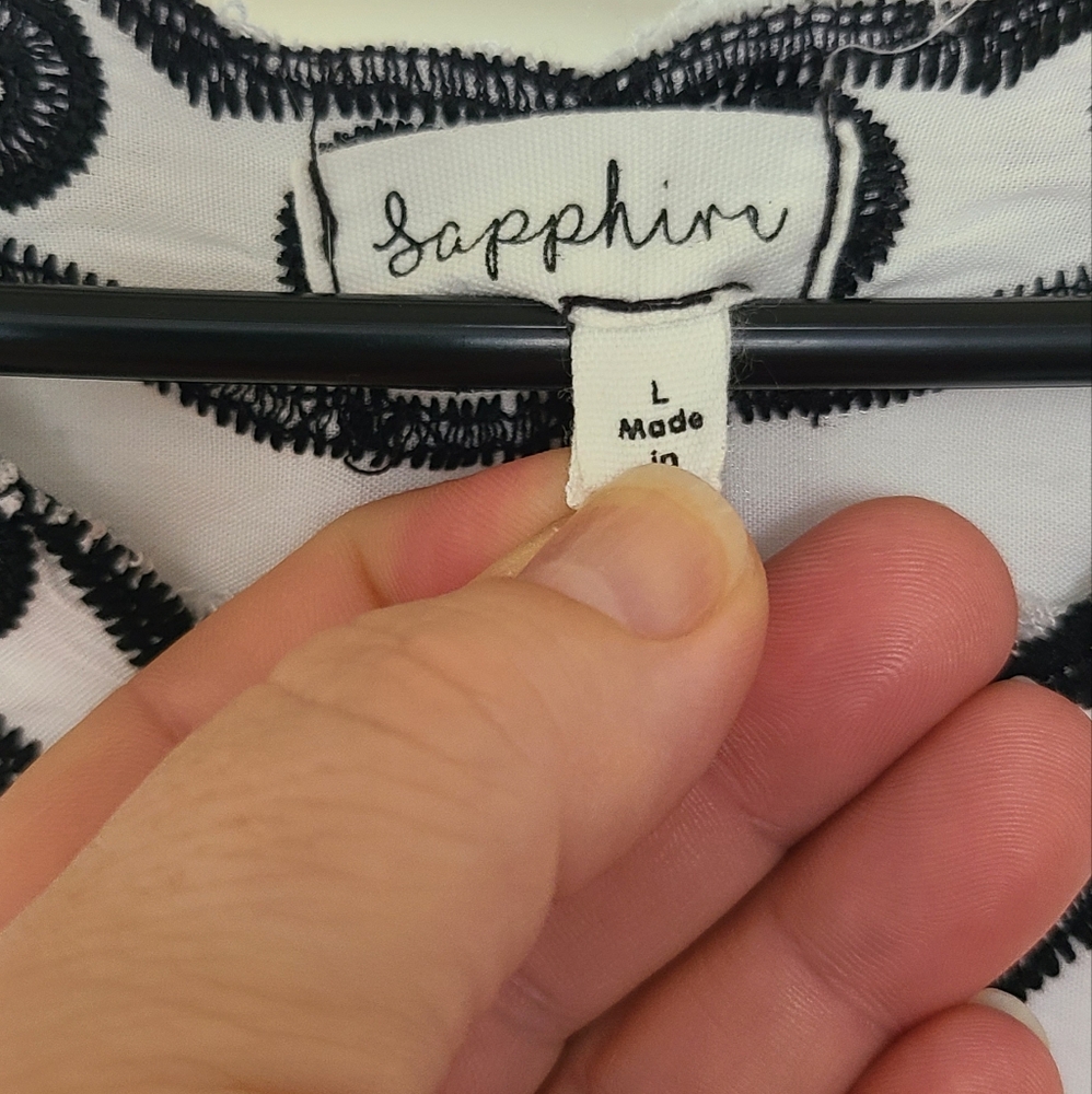 Embroidered Black and White Women's Top - Picture 5 of 8